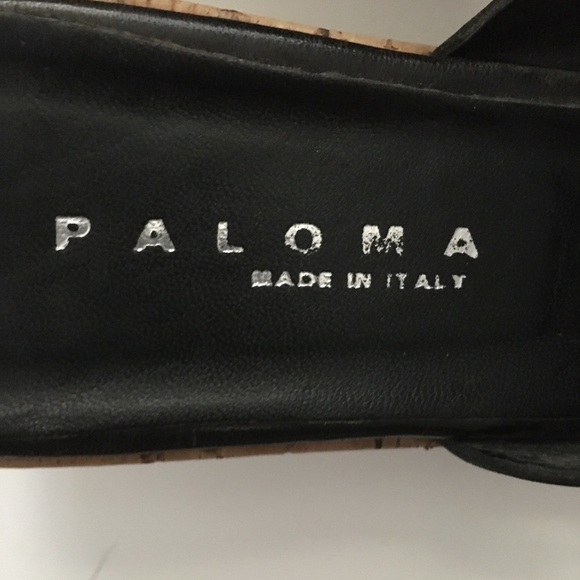 Paloma Black Leather Wedge Sandals Size 8 - Picture 9 of 12